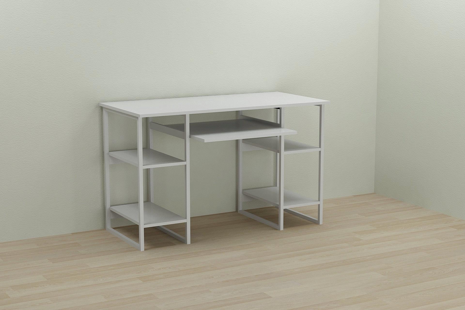 Стол компьютерный Ferrum-decor Тим ДСП 16 мм 75x140x70 см Белый/Белый (FRD-101381)