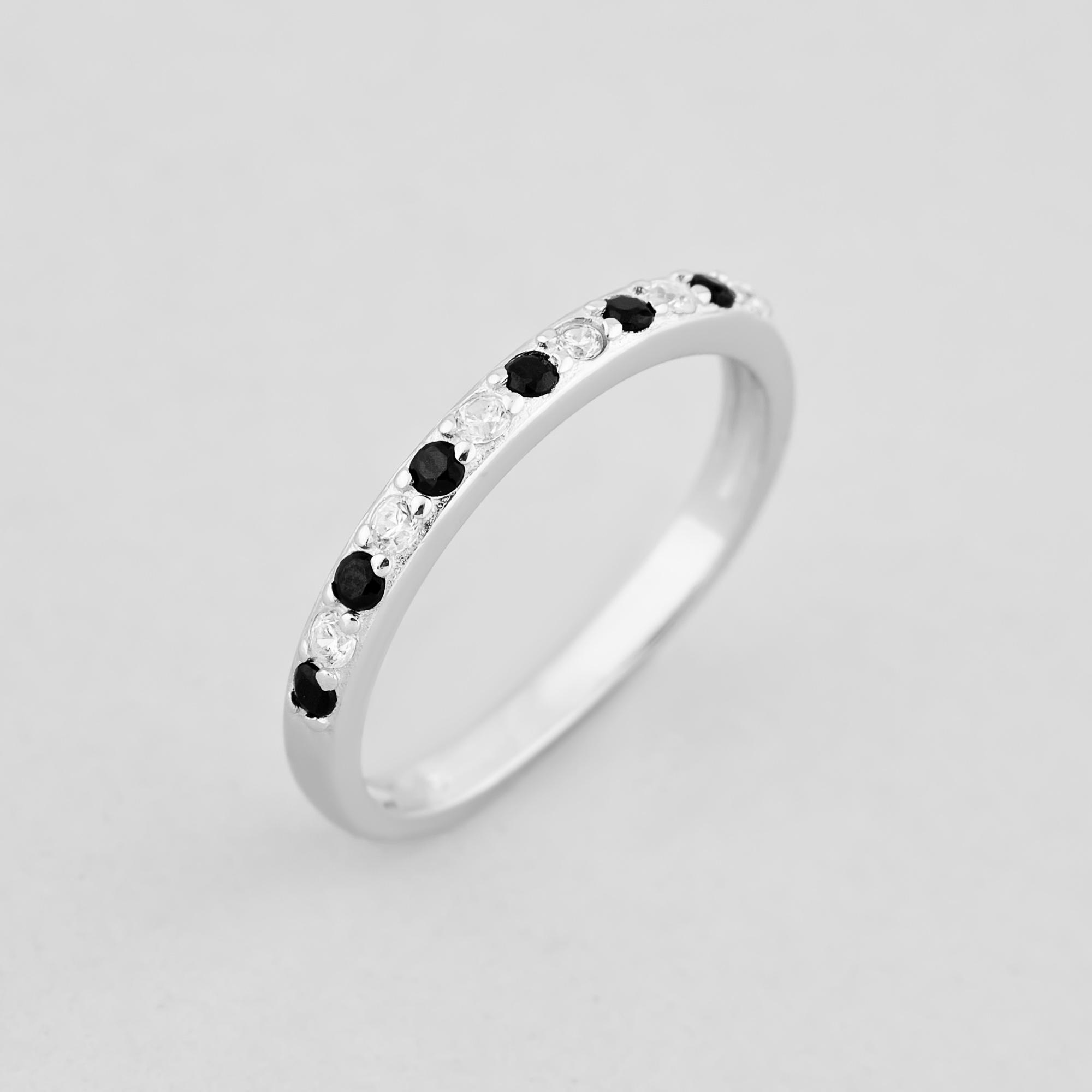 Серебряное кольцо Minimal Серебряная ночь р. 16 (14764)