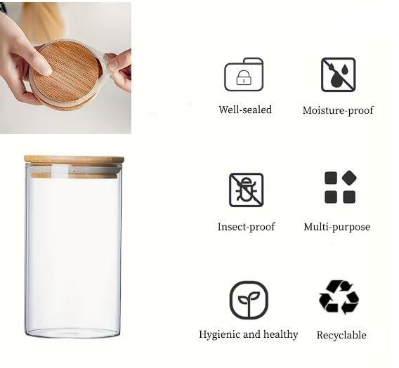 Контейнер стеклянный Orbita с бамбуковой крышкой 0,3л 6,5x10 см - фото 4 Контейнер стеклянный Orbita с бамбуковой крышкой 0,3л 6,5x10 см - фото 4