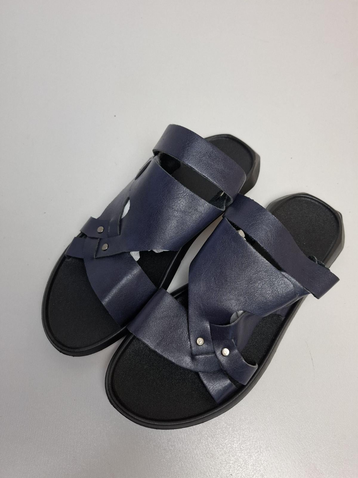 Сандалії-шльопанці DF-Shoes пресована шкіра р. 40-25,5 см Синій (75в)
