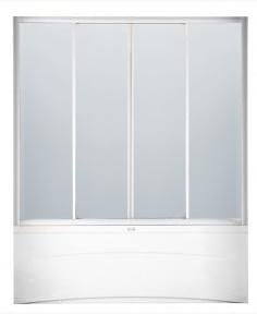 Штора для ванної KO&PO F170W чотирьохсекційна розсувна матове скло 170х140 см - фото 2 Штора для ванної KO&PO F170W чотирьохсекційна розсувна матове скло 170х140 см - фото 2