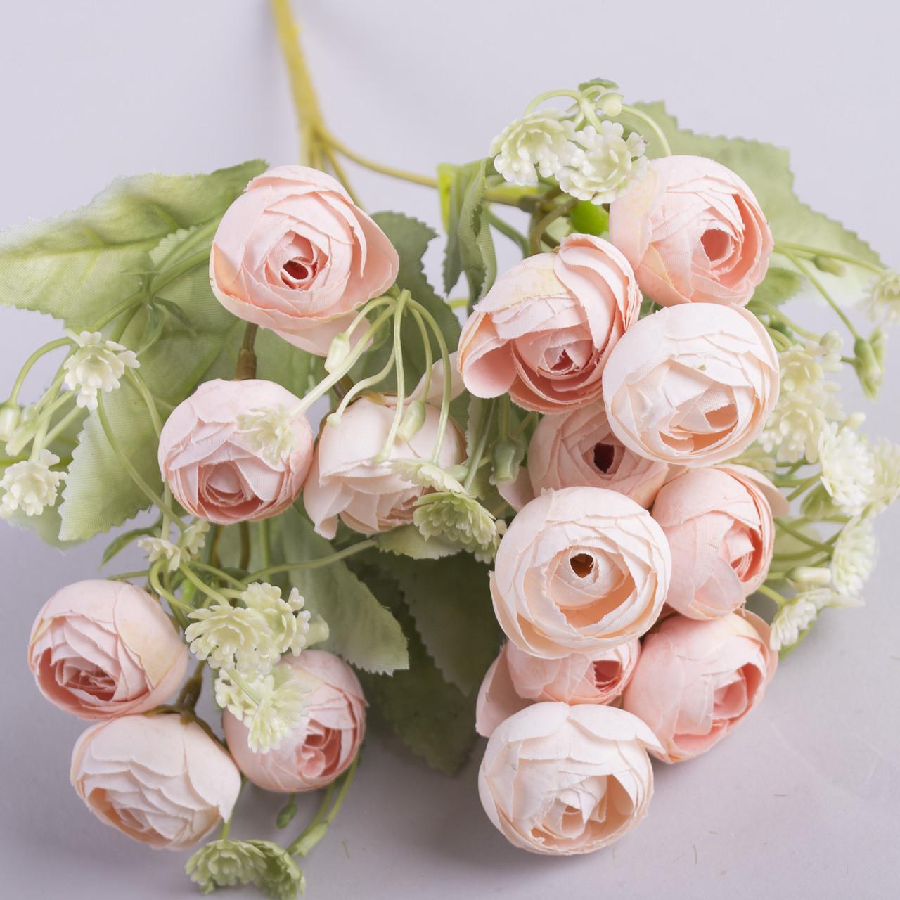 Искусственные цветы Букет ранункулюс миник с гипсофилой Пудровый (2535-4) - фото 2