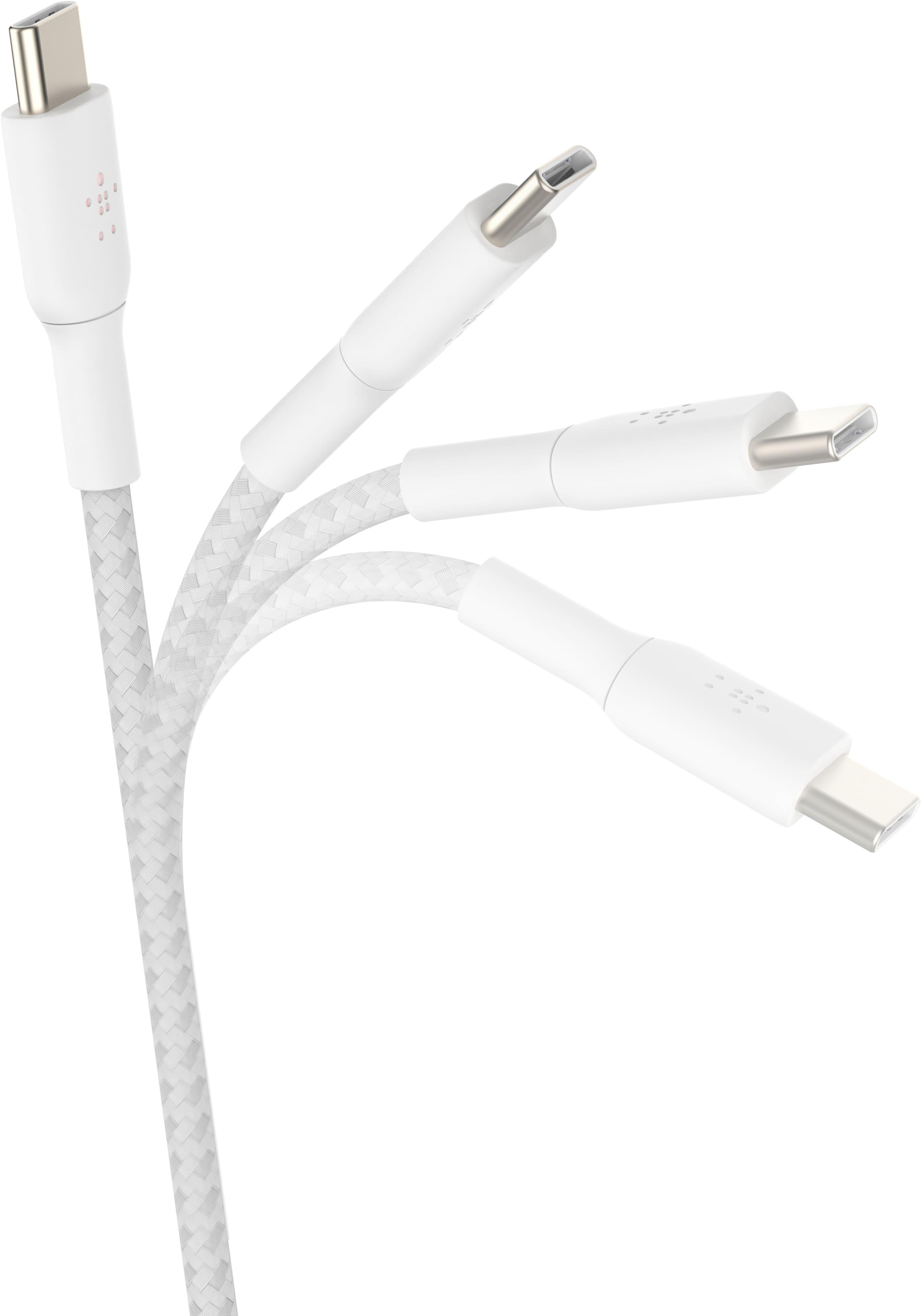 Кабель для заряджання Belkin USB-C - USB-C 60 Вт в тканинному обплетенні 2 м Білий (CAB004BT2MWH) - фото 4 Кабель для заряджання Belkin USB-C - USB-C 60 Вт в тканинному обплетенні 2 м Білий (CAB004BT2MWH) - фото 4