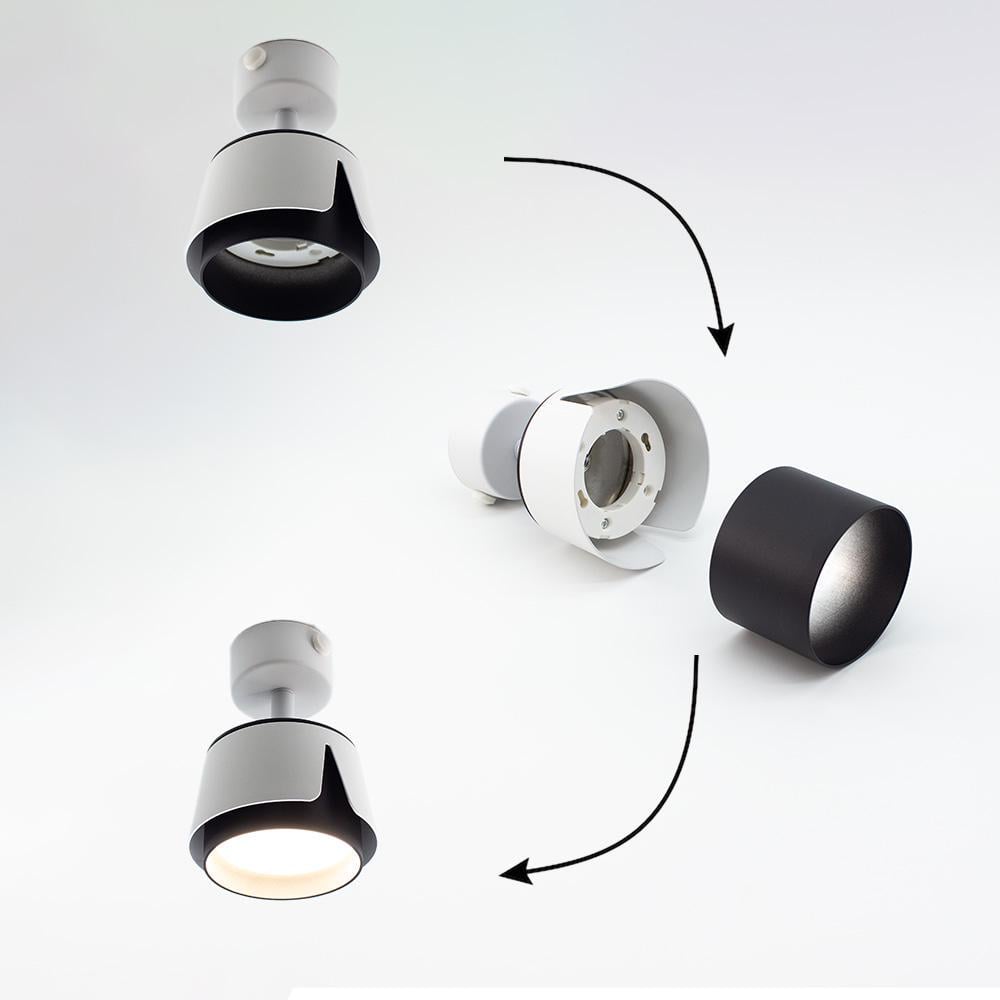 Світильник точковий ESLLSE TELA R DL GX53 100x135 мм Біло-чорний (10530) - фото 5 Світильник точковий ESLLSE TELA R DL GX53 100x135 мм Біло-чорний (10530) - фото 5