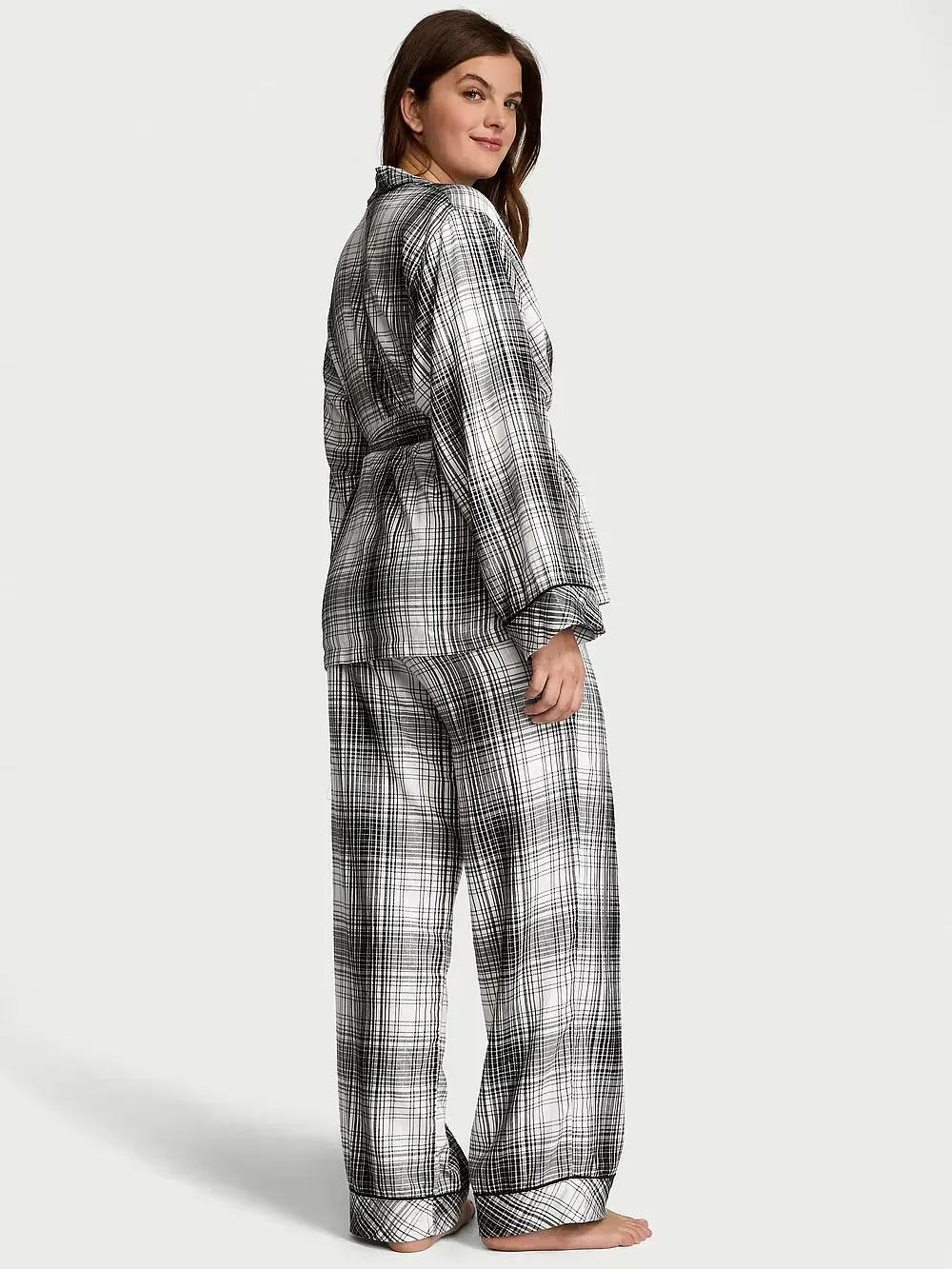 Піжама фланель сорочка/штани Victoria's Secret Wrap Flannel Long PJ Set XS Сірий (26811455D) - фото 2