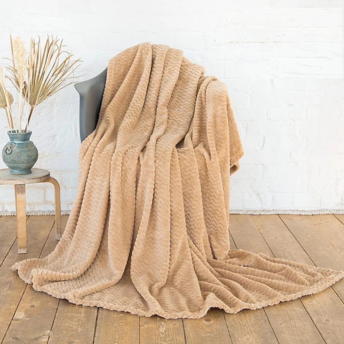 Плед Koloco Волна двуспальный 180х200 см Бежевый (36911)