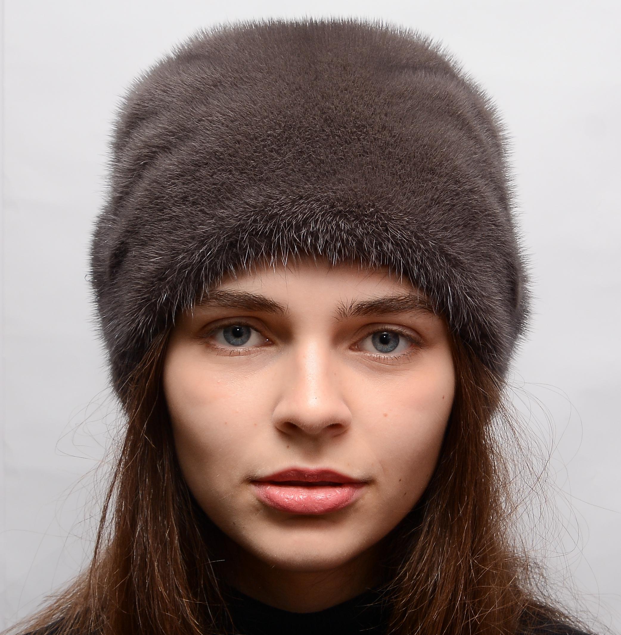 Женская кубанка Меховой стиль Листок из натурального цельного меха норки XL-XXL Кофе (066)