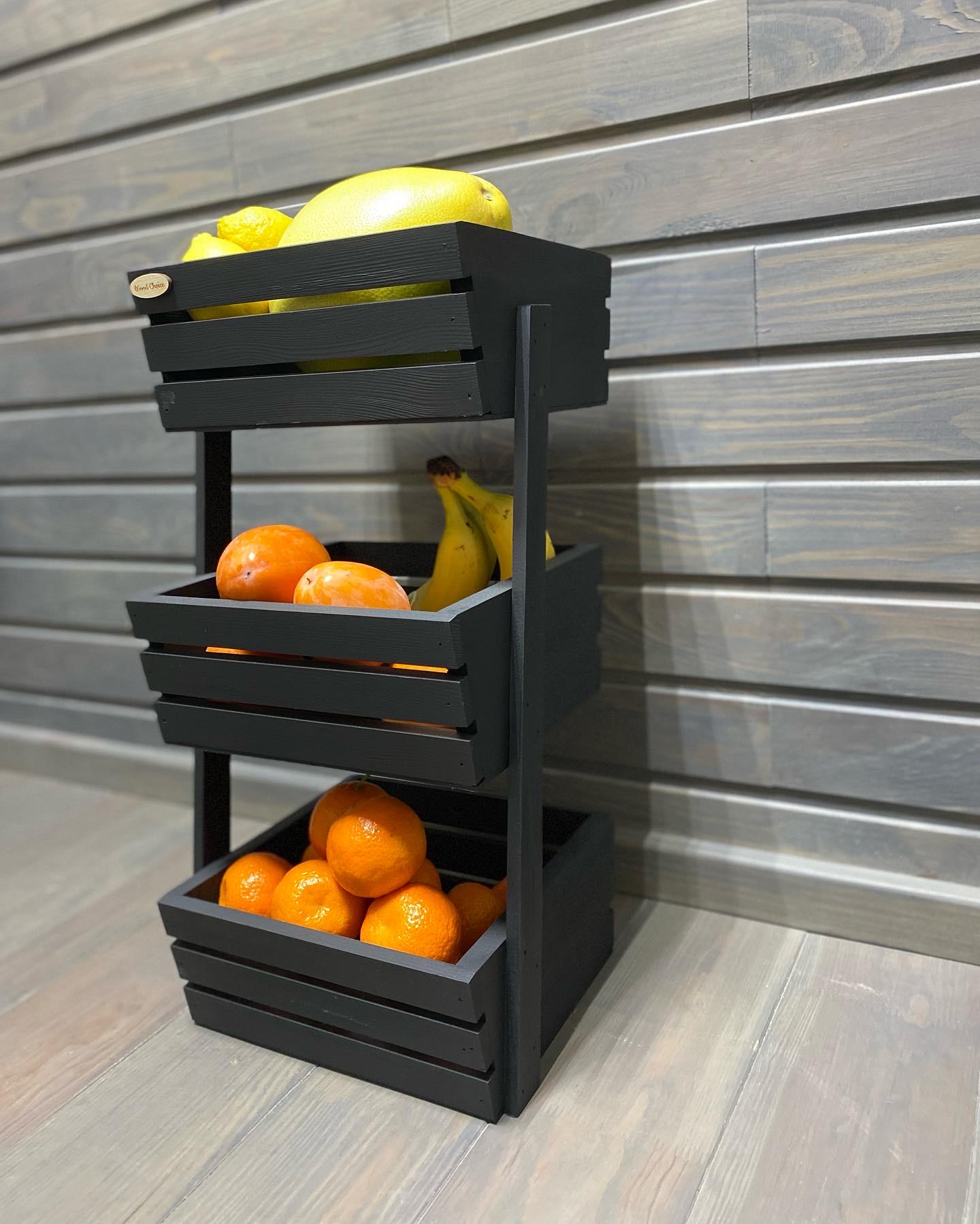 Ящик-фруктовница деревянная 3 яруса Черный (226) - фото 5 Ящик-фруктовница деревянная 3 яруса Черный (226) - фото 5