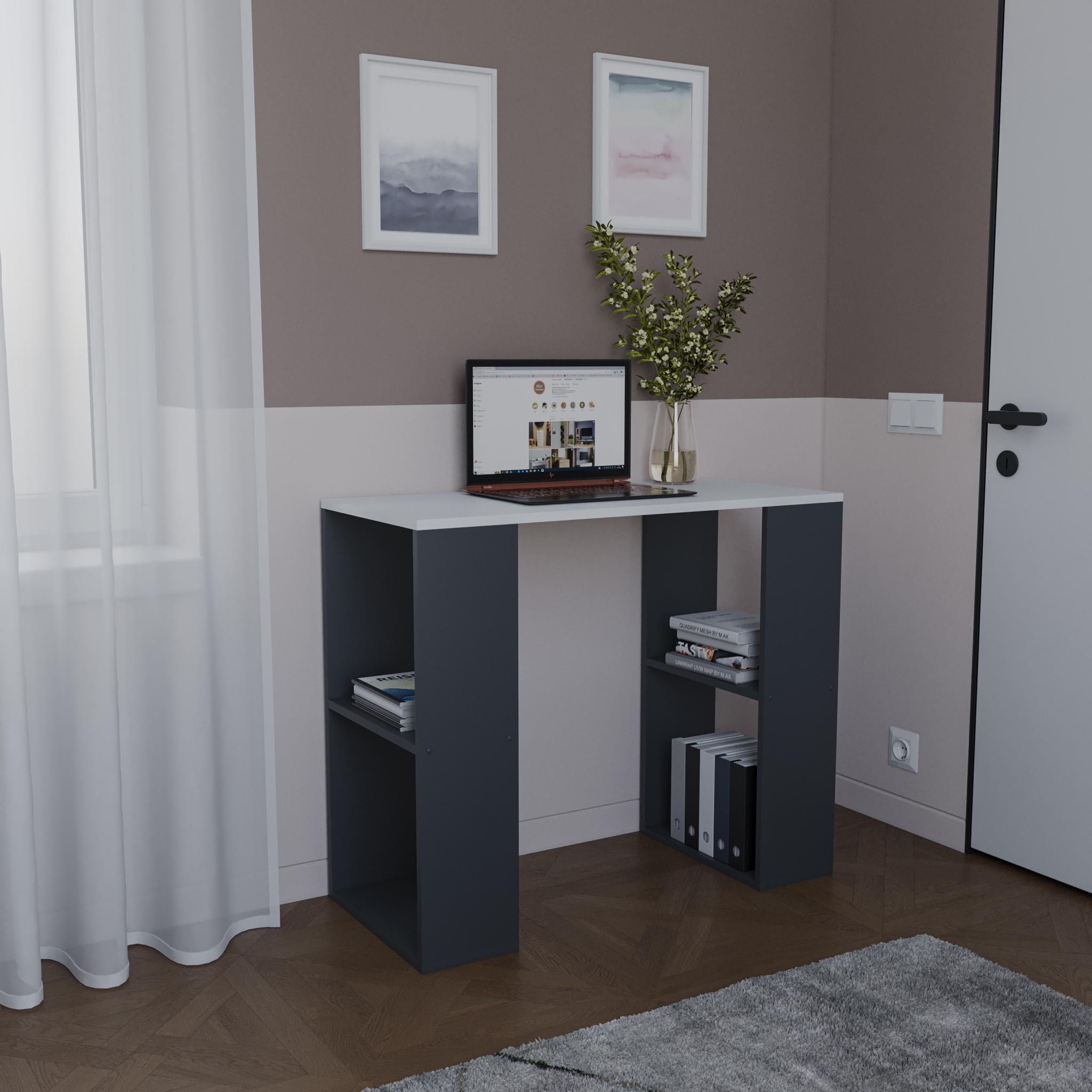 Комп'ютерний стіл з полицями 900х756х400 мм Антрацит/Білий (S-11) - фото 1