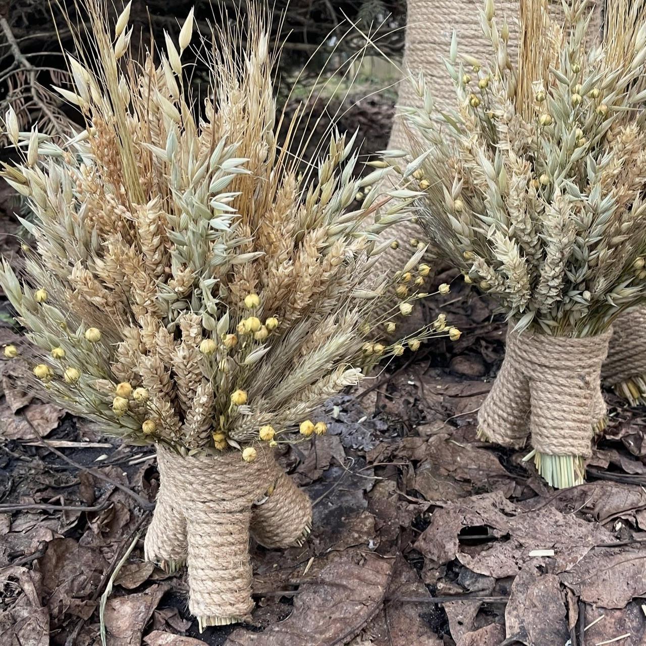 Рождественский дидух из колосьев льна и сухоцветов 25 см (2371655918) - фото 2