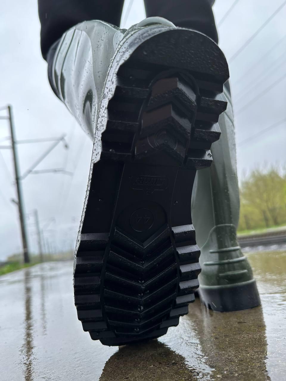 Сапоги резиновые демисезоне высокие р. 44 Олива (0272-44) - фото 3