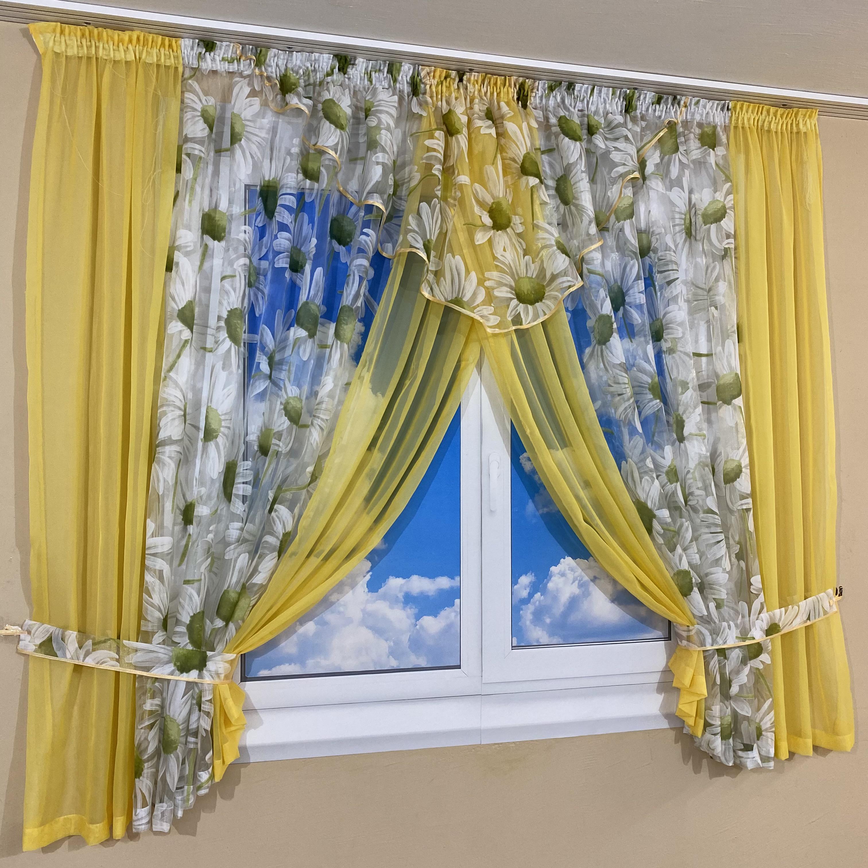 Тюль на кухню TG Home №445 Желтый (445-16) - фото 2 Тюль на кухню TG Home №445 Желтый (445-16) - фото 2