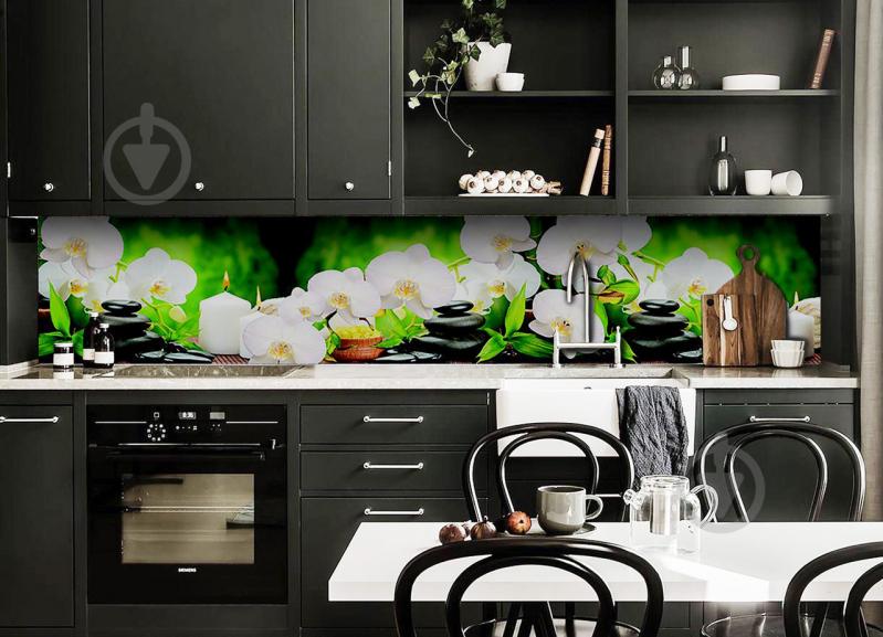 Скинали на кухню Zatarga «Белые орхидеи» 600х2500 мм виниловая 3Д наклейка кухонный фартук самоклеящаяся Z180620 Скинали на кухню Zatarga «Белые орхидеи» 600х2500 мм виниловая 3Д наклейка кухонный фартук самоклеящаяся Z180620