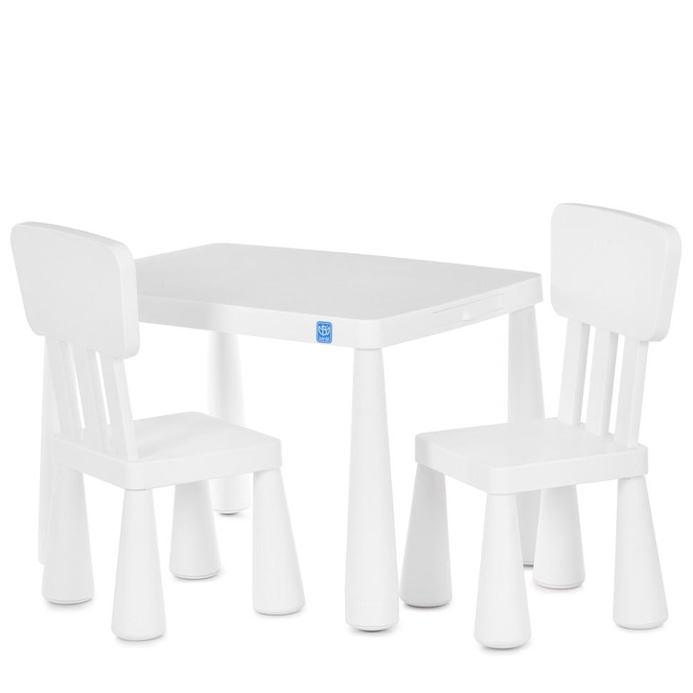 Дитячий стіл з двома стільцями Bambi комбінований 76,5х54,5 см Білий (KL-154-R-75)
