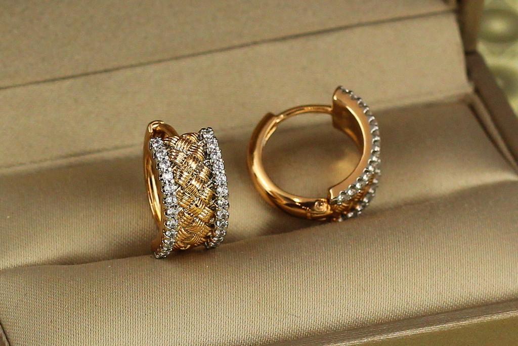 Серьги Xuping Jewelry корзинка с родием 1,5 см Золотистый (2582174580)