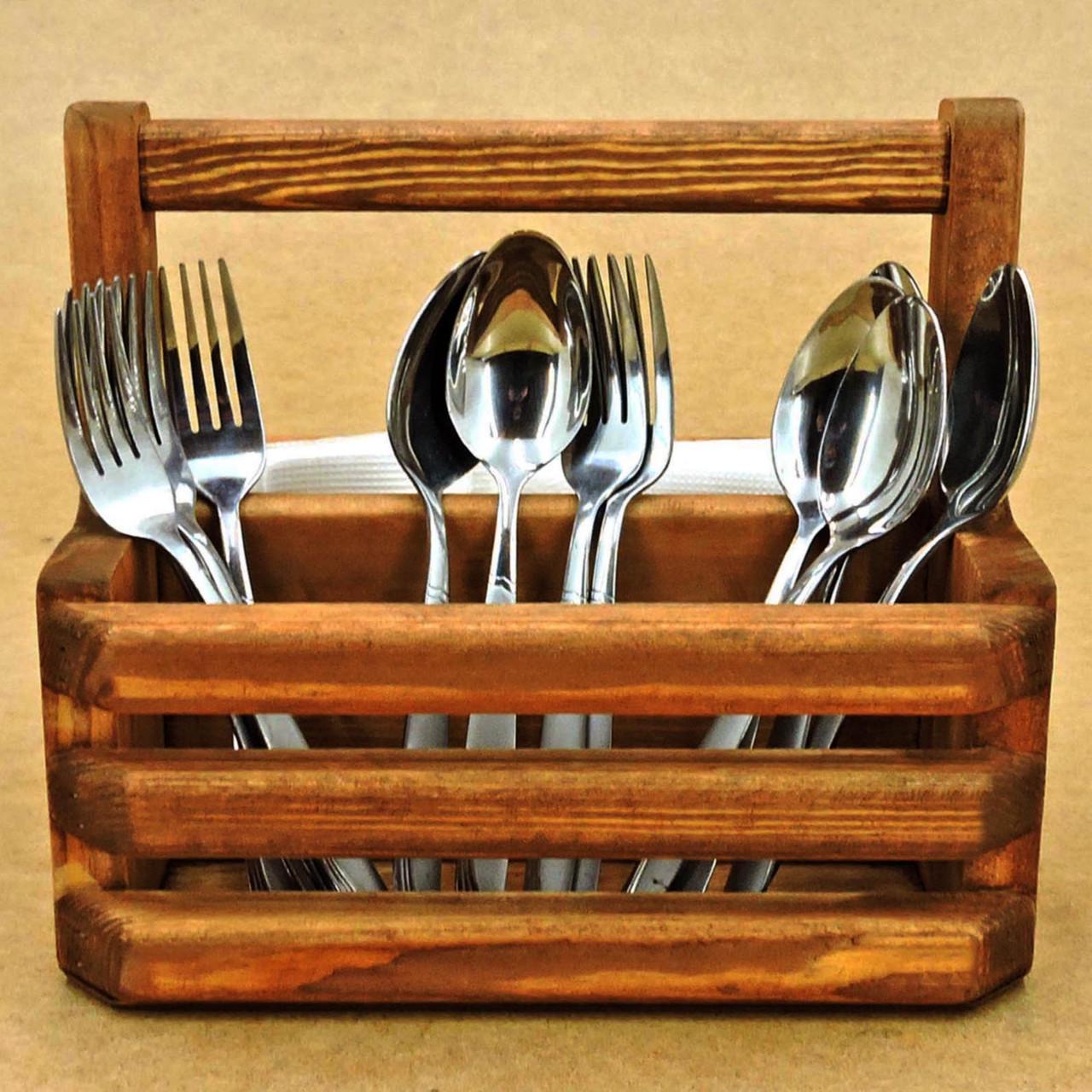 Подставка для столовых приборов из дерева Ойло Охра (Псп-003304)