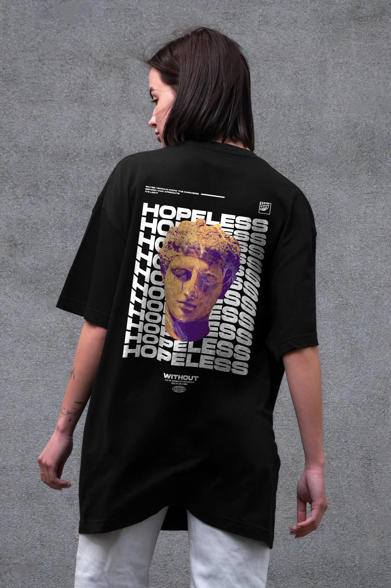 Футболка женская Without с принтом Hopeless оверсайз 2XL/3XL Black (2XL8049483)