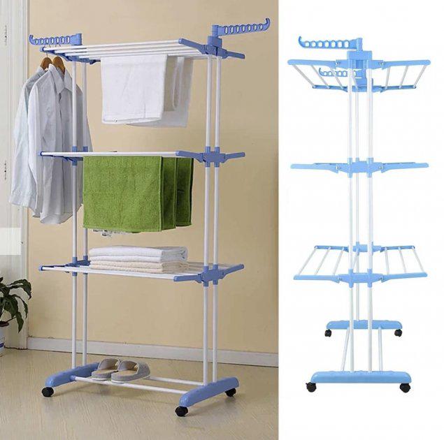 Сушарка складна металева для речей 3 яруси Garment Rack ST 529/5959 73 см х 64 см х 173 см (MR64447) - фото 2