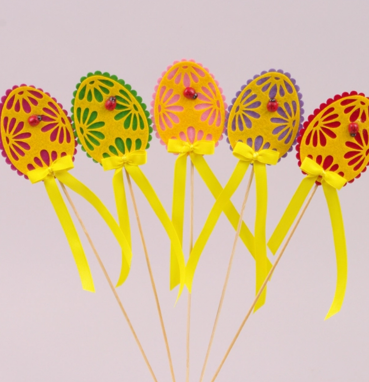 Пасхальная декорация из фетра на пике Писанка микс 5 шт. (22472)