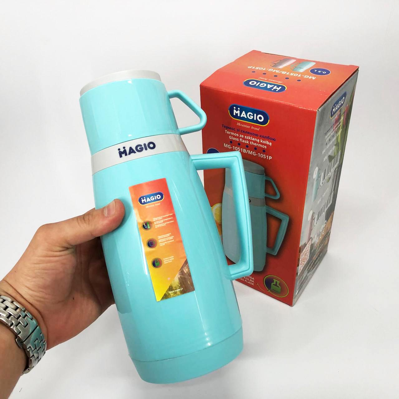 Термос Magio MG-1051B зі скляною колбою Блакитний - фото 8 Термос Magio MG-1051B зі скляною колбою Блакитний - фото 8