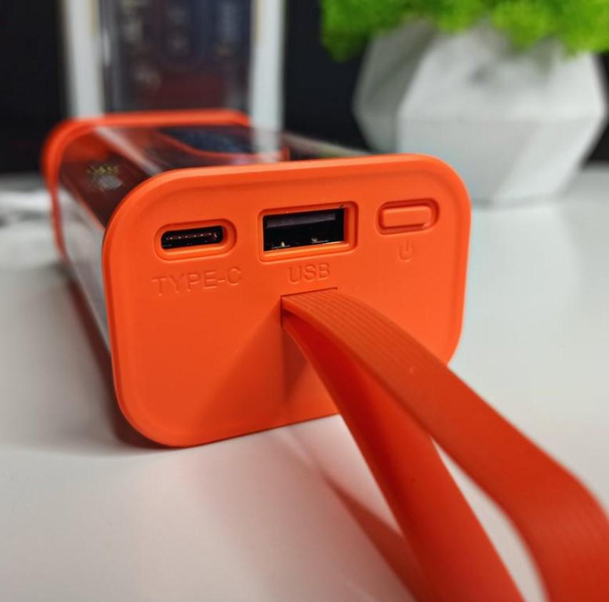 Повербанк з прозорими стінками та світлодіодним дисплеєм 10000 mAh Помаранчевий (2104618813) - фото 11