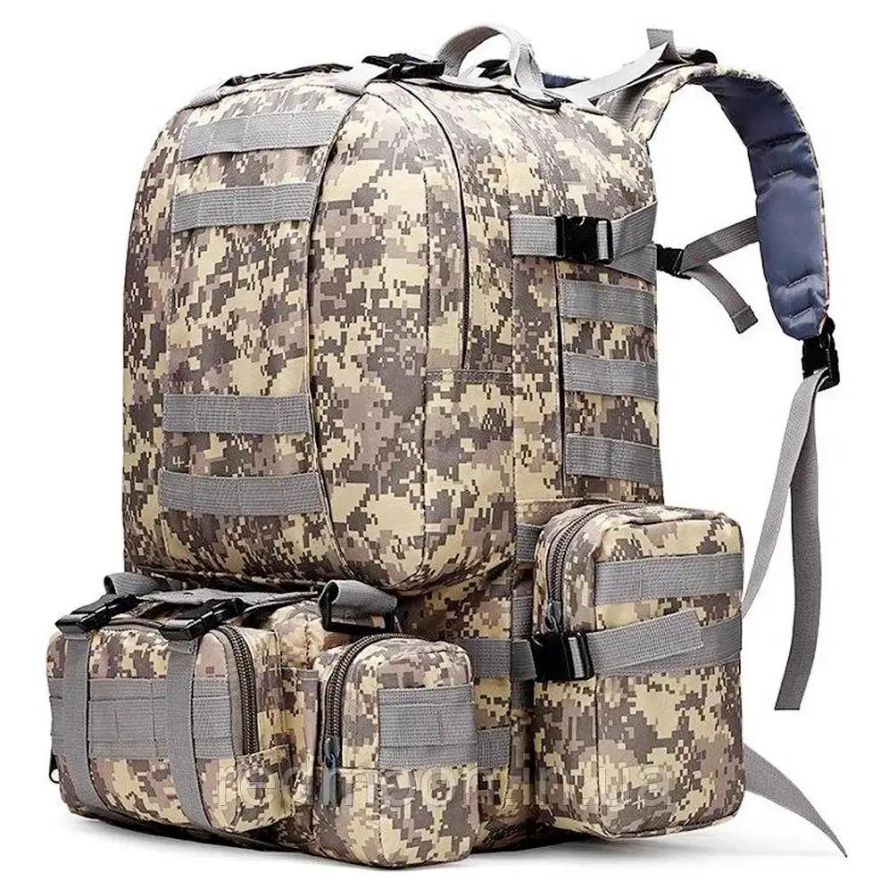 Рюкзак тактический с подсумками RVL B08 пиксель 55 л Камуфляж (-1572564296) - фото 1 Рюкзак тактический с подсумками RVL B08 пиксель 55 л Камуфляж (-1572564296) - фото 1