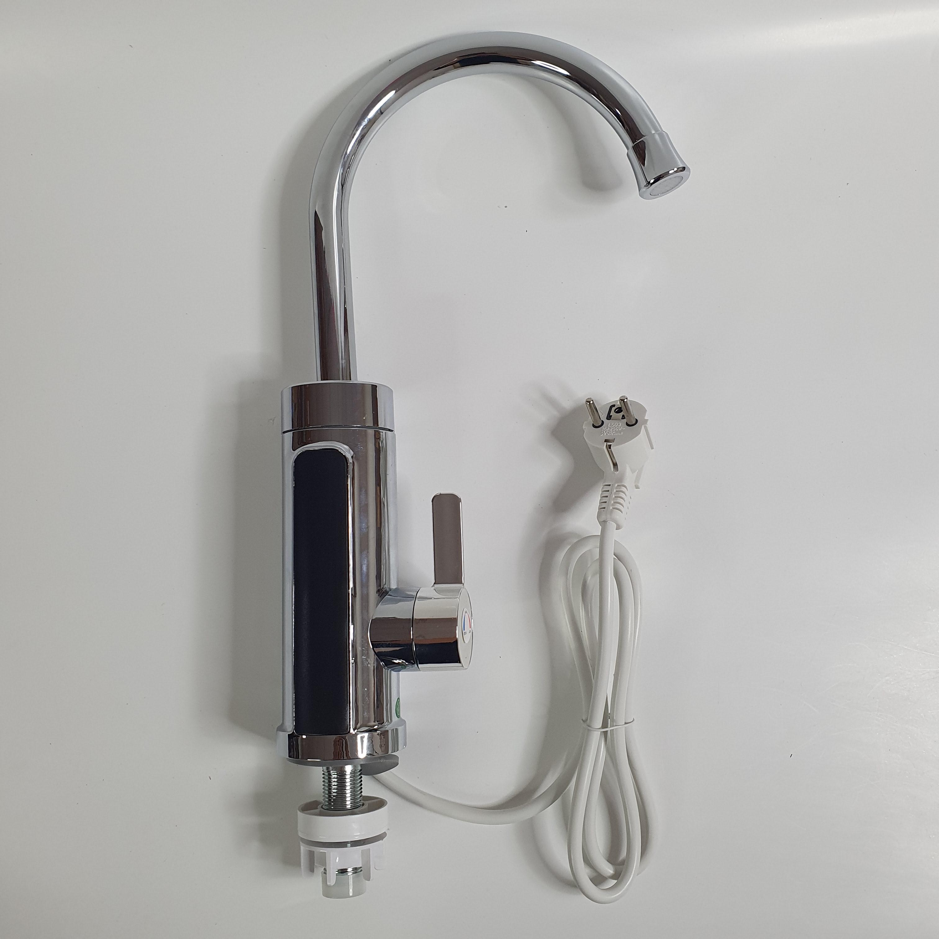 Проточный водонагреватель кран RX-011 из нержавеющей стали с экраном IPX4 3кВт c нижним подключением -HHFW-3.