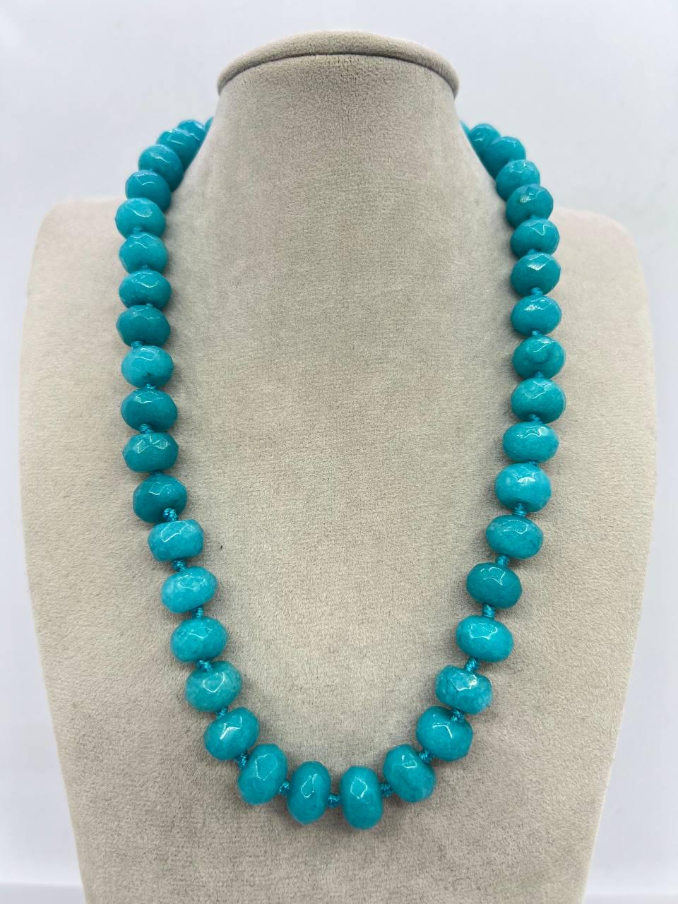 Намисто агат 12х8 мм 44 см Блакитний (11517)