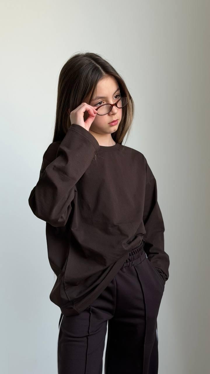 Лонгслив подростковый для девочки IRmAS 1342 140 см Шоколадный