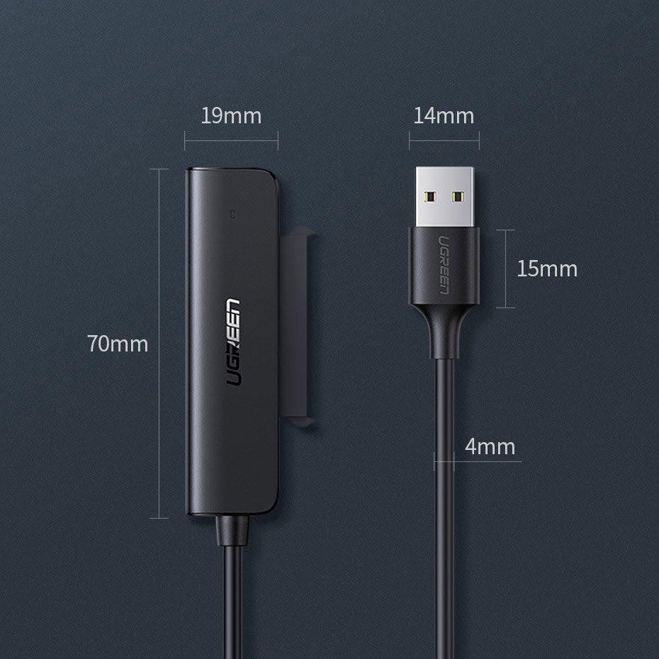 Кабель-адаптер Ugreen SATA-USB 3,0 для 2,5" SSD и жесткого диска 0,5 м Черный - фото 5