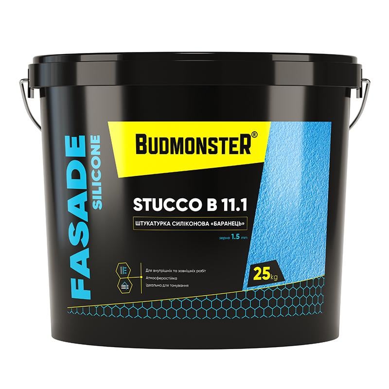 Штукатурка декоративная силиконовая Барашек 1.5 BudmonsteR 11.1 STUCCO B SILICONE, 25 кг (100413)