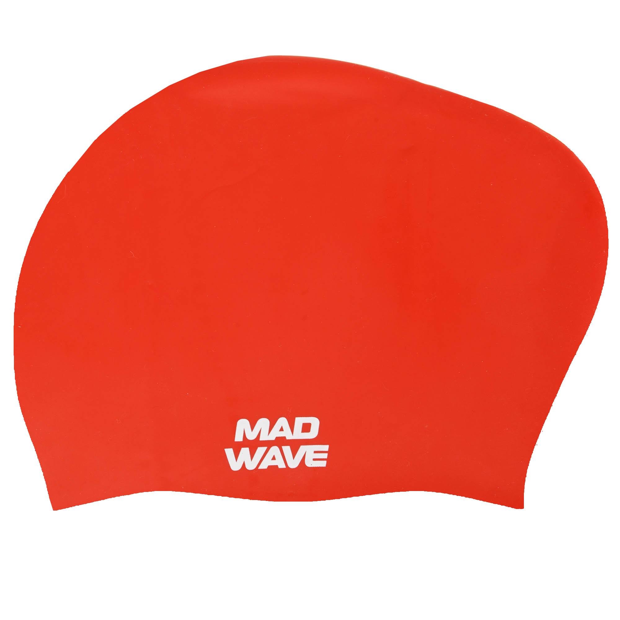 Шапочка для плавания для взрослых MadWave LONG HAIR M051101 силиконовая на длинные волосы Красный