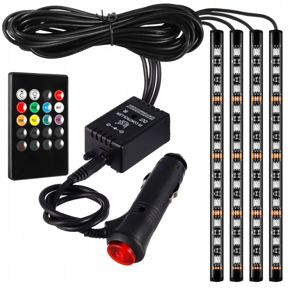 Підсвітка в авто HR-01678 світлодіодна RGB з пультом та світломузикою (ma147) Підсвітка в авто HR-01678 світлодіодна RGB з пультом та світломузикою (ma147)