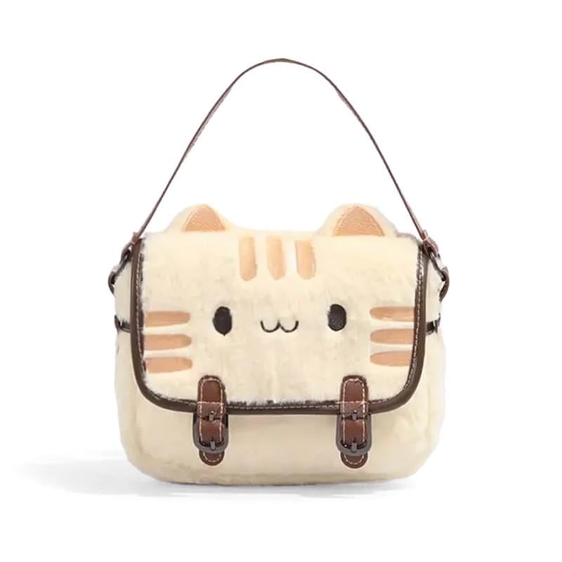 Дитяча сумка плюшева Lesko #068-2 Кіт для дівчинки Beige (32927067)