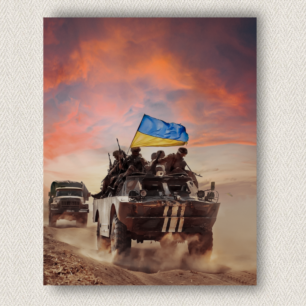 Картина-постер на стіну інтер'єрна ORIGAMI Воїни ЗСУ на БМП OP5042 50х40 см