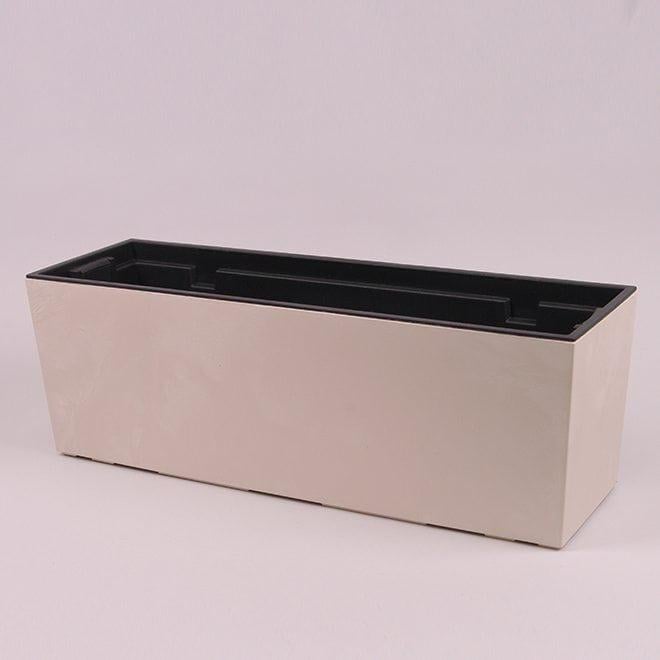 Горшок пластмассовый Flora URBI CASE BETON EFFECT с вкладом 58 см Кремовый (92147)