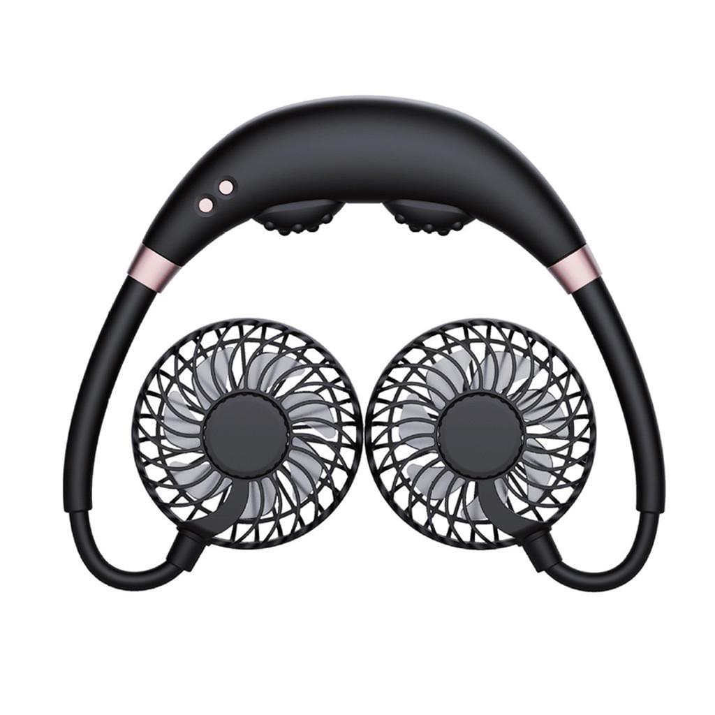 Подвійний вентилятор SUNROZ Neckband Mini Fan спортивний на шию з масажером 2в1 LED Чорний (SUN7460) Подвійний вентилятор SUNROZ Neckband Mini Fan спортивний на шию з масажером 2в1 LED Чорний (SUN7460)