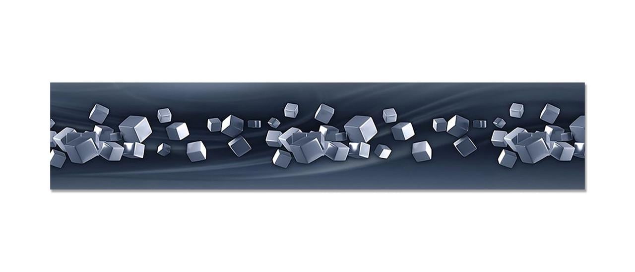 Фартук кухонный Стальные кубы геометрия из самоклеющейся виниловой пленки 60х300 см Серый