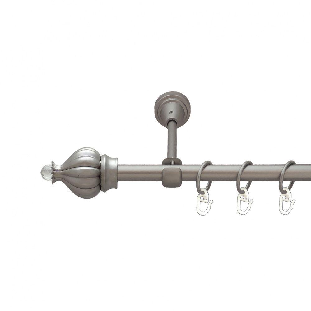 Карниз металевий Orvit Таджа-Кристал однорядний відкритий/гладка труба/кільце металеве Сатин 16 мм 300 см (6091378) - фото 1