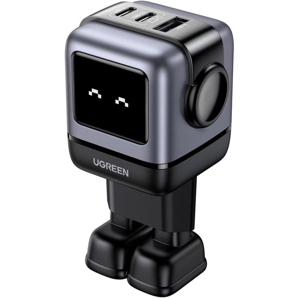 Зарядное устройство Ugreen CD361 Robot tech 65W 2xType-C 1xUSB Gan Fast Charger Grey (25685B)
