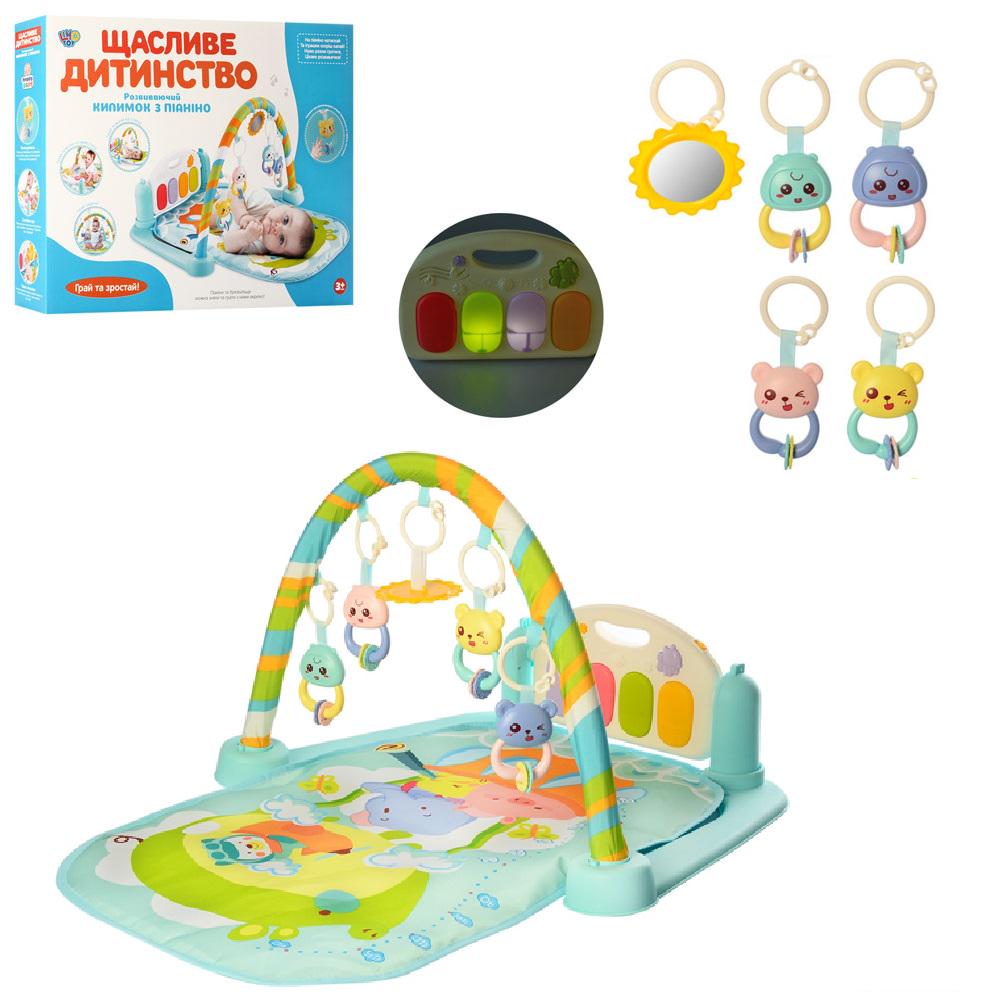 Дитячий ігровий килимок для малюків з піаніно і підвісними іграшками Зелений (M 5470 AB) - фото 2