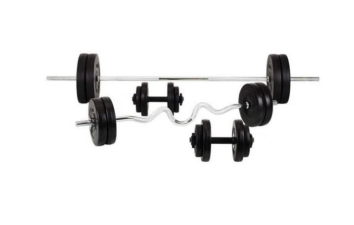 Штанга и гантели набор 130 кг прямой гриф 200 см Ø28 мм изогнутый 120 см Ø28 мм гантельные 45 см Ø30 мм (320.000.019.2)