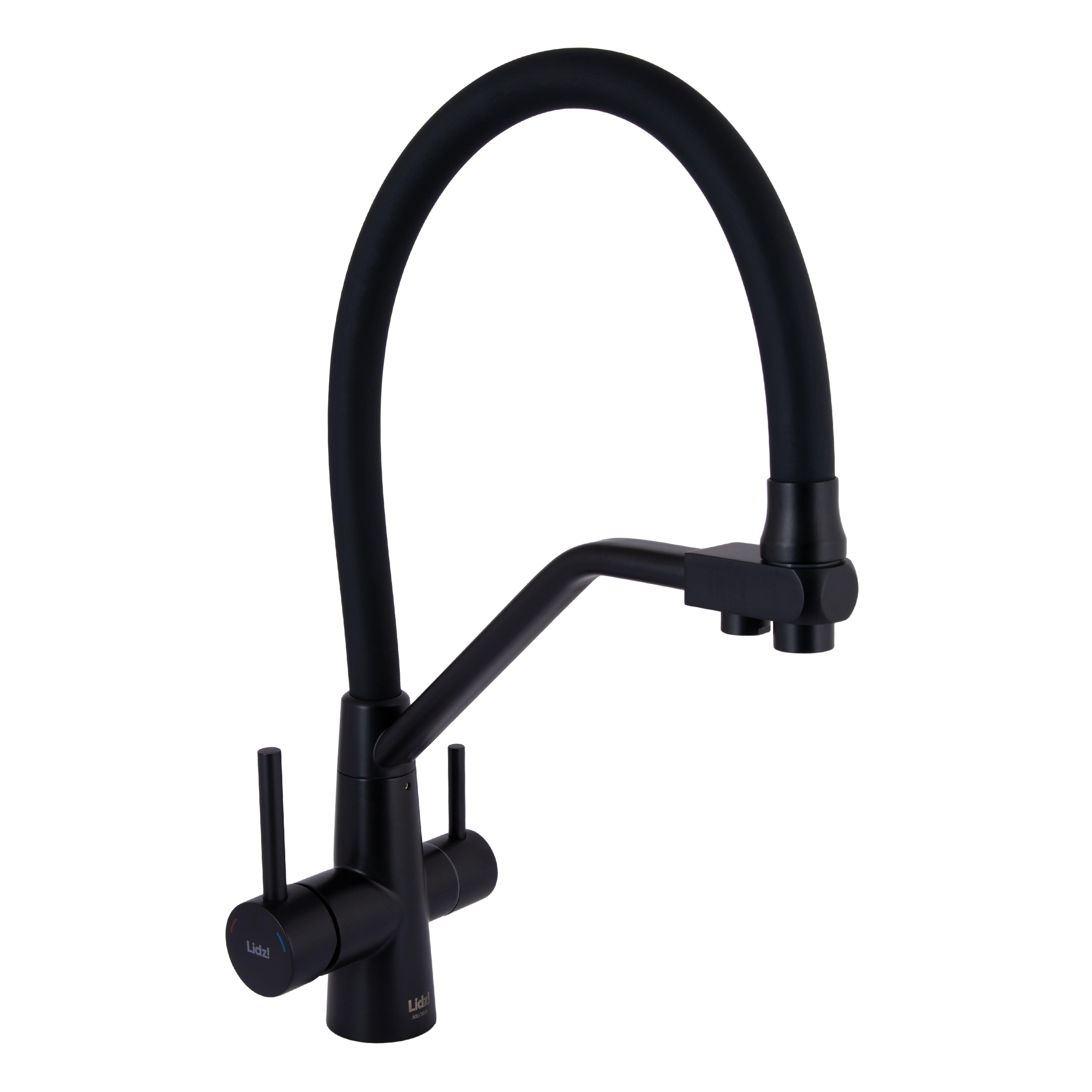 Змішувач для кухні Lidz Aria 020F3 із гнучким виливом із підключенням для питної води k35 LDARI020F3BLA39212 BLA