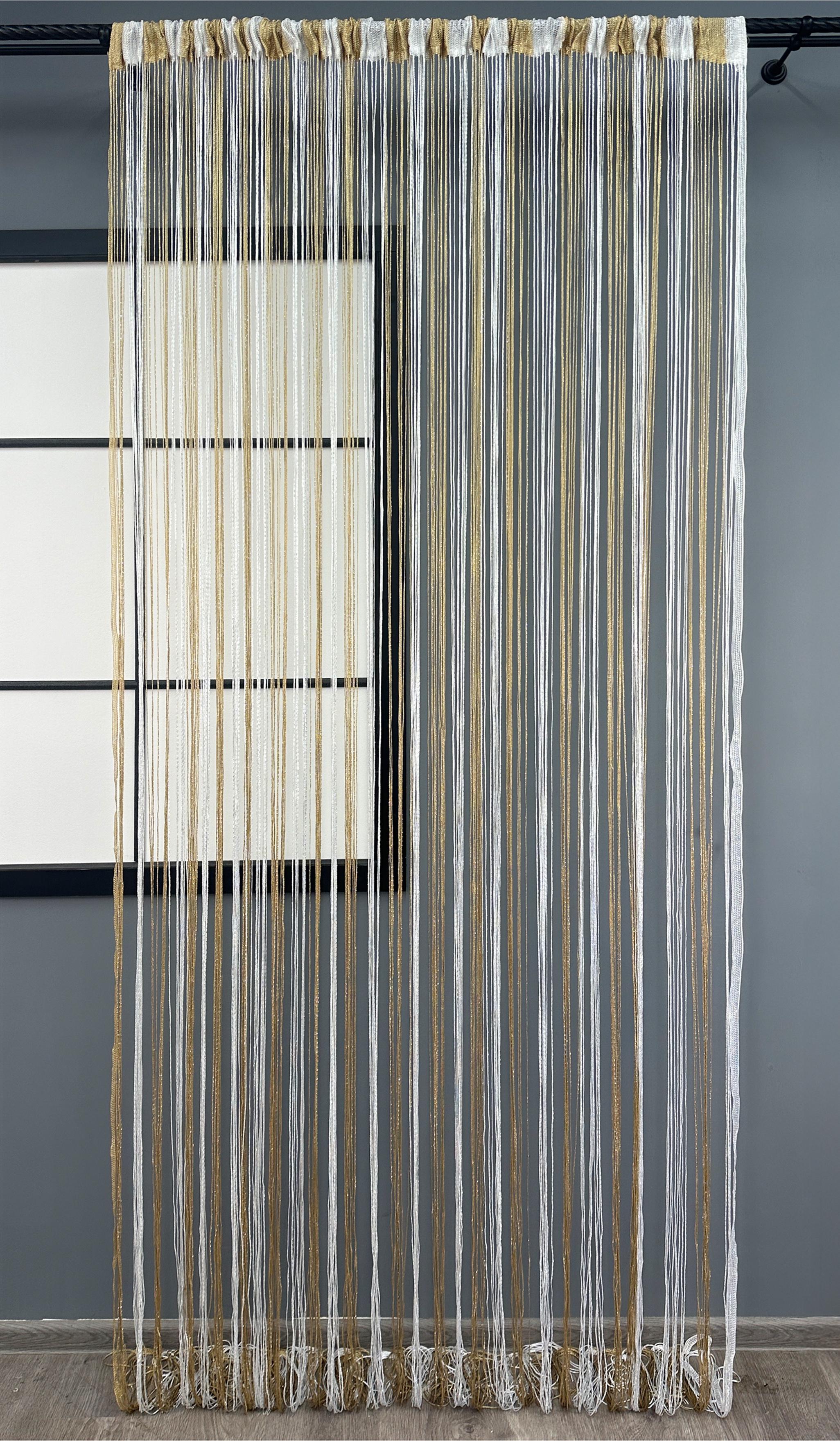 Штори-нитки з люрексом 300х300 см Бежевий/Білий (61-105) - фото 2 Штори-нитки з люрексом 300х300 см Бежевий/Білий (61-105) - фото 2