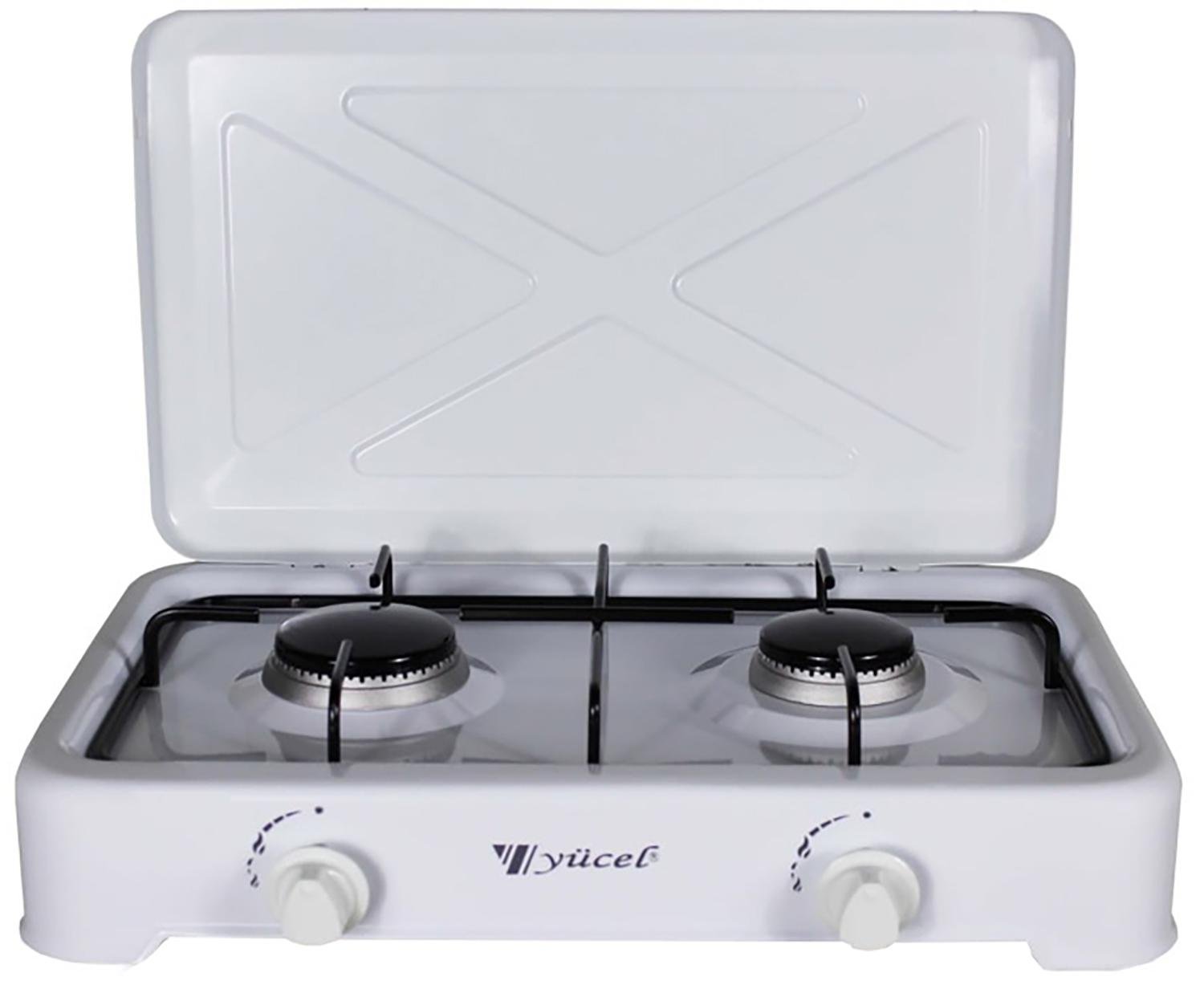 Настільна плита газова YUCEL O-200-LPG-White на дві конфорки з кришкою Білий (26645093)