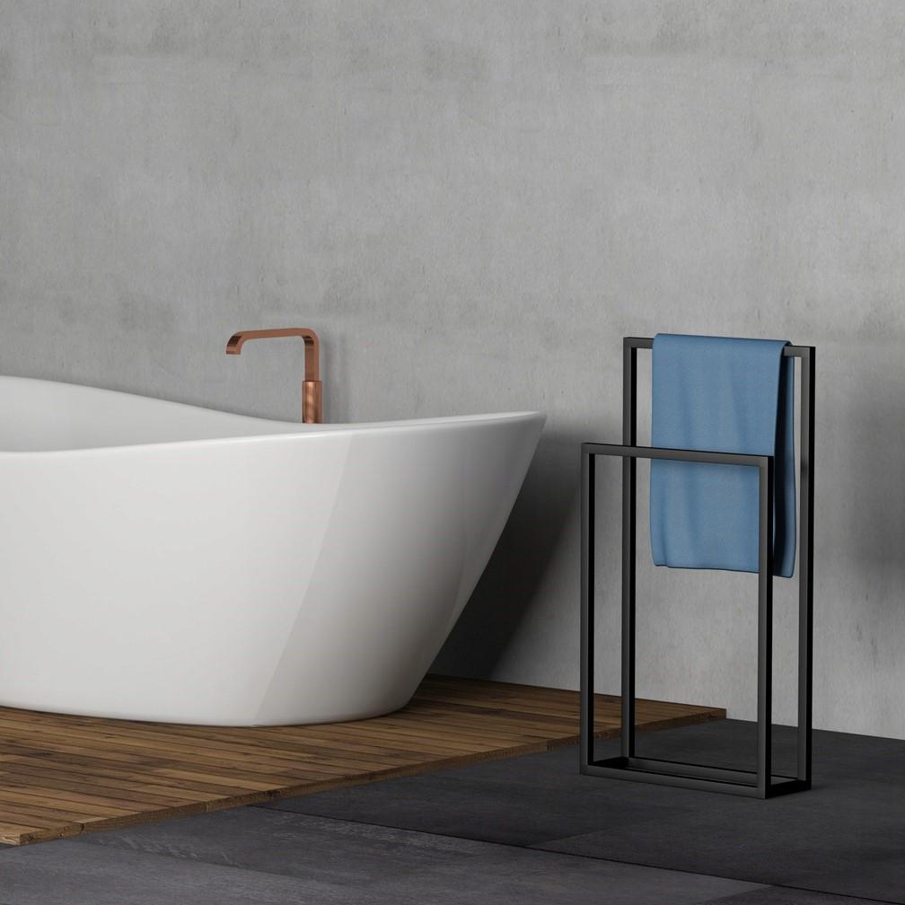 Стойка для полотенец Orizon LOFT двойная напольная 85х45х20 см Черный матированный - фото 2 Стойка для полотенец Orizon LOFT двойная напольная 85х45х20 см Черный матированный - фото 2