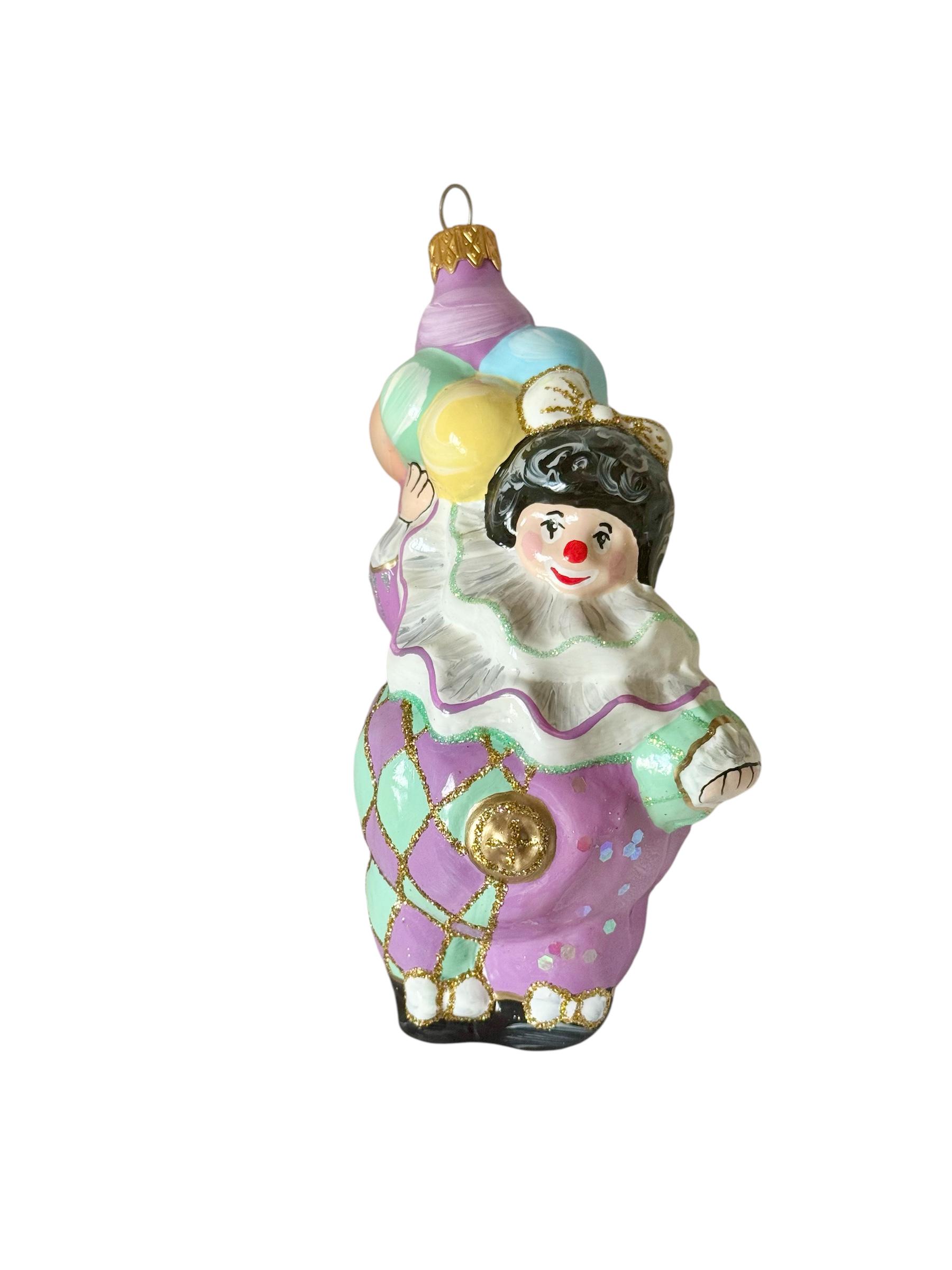 Игрушка на елку Клоун с шариками из стекла (F238-2)