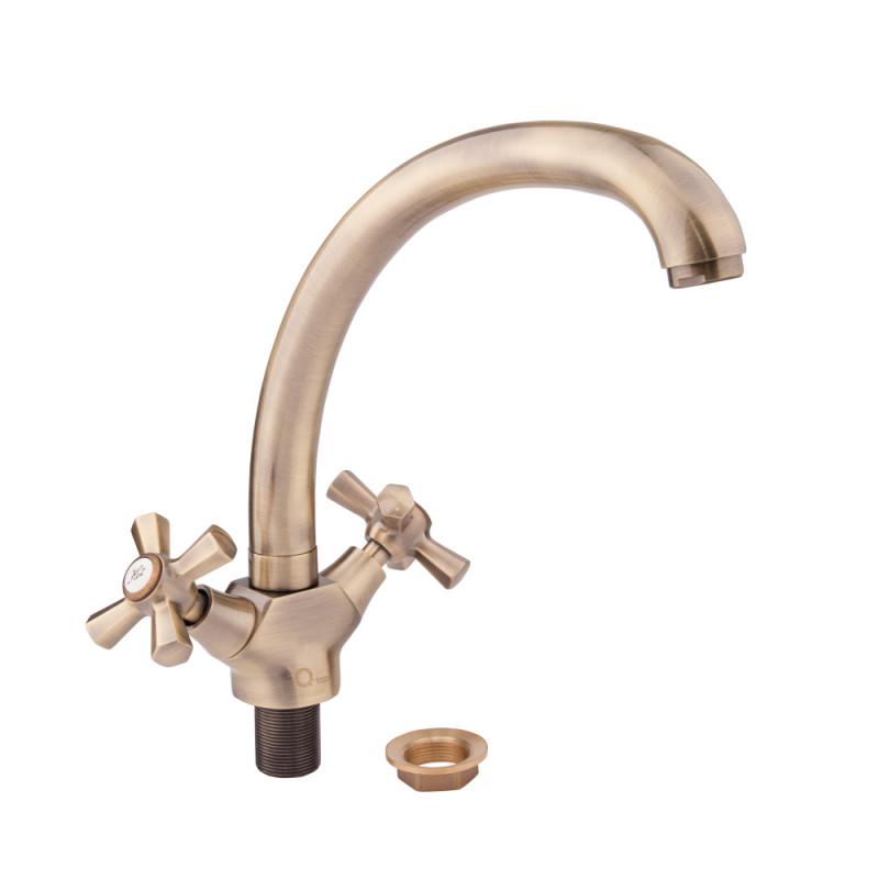Кухонный смеситель двухвентильный Q-tap Liberty QTLIBANT273F Бронза (48138)