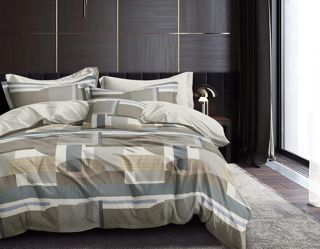 Комплект постельного белья Серая геометрия двуспальный бязь 200х220 см (Glux-5035/WP/2.0)