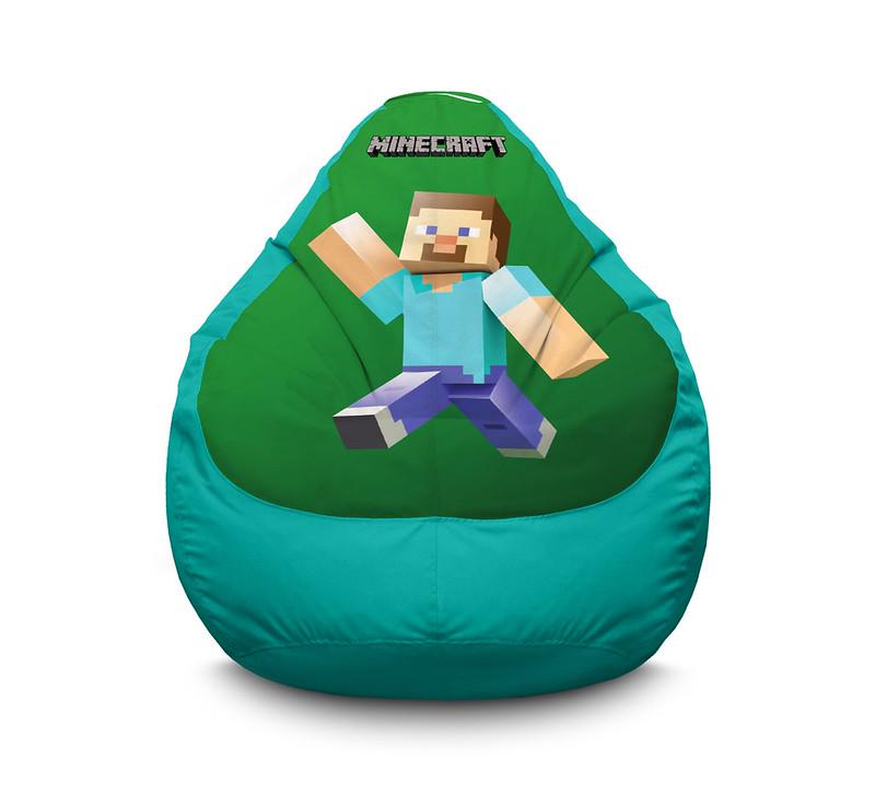Кресло мешок iPuff Minecraft Happy Steve Green Оксфорд XXL 90х125 см Бирюзовый